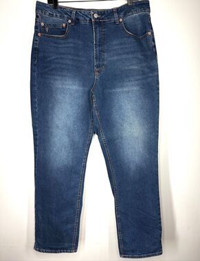 Frye Cuffed Crop Jeans High Rise Straight Leg Stretch Denim Women Size 14/32